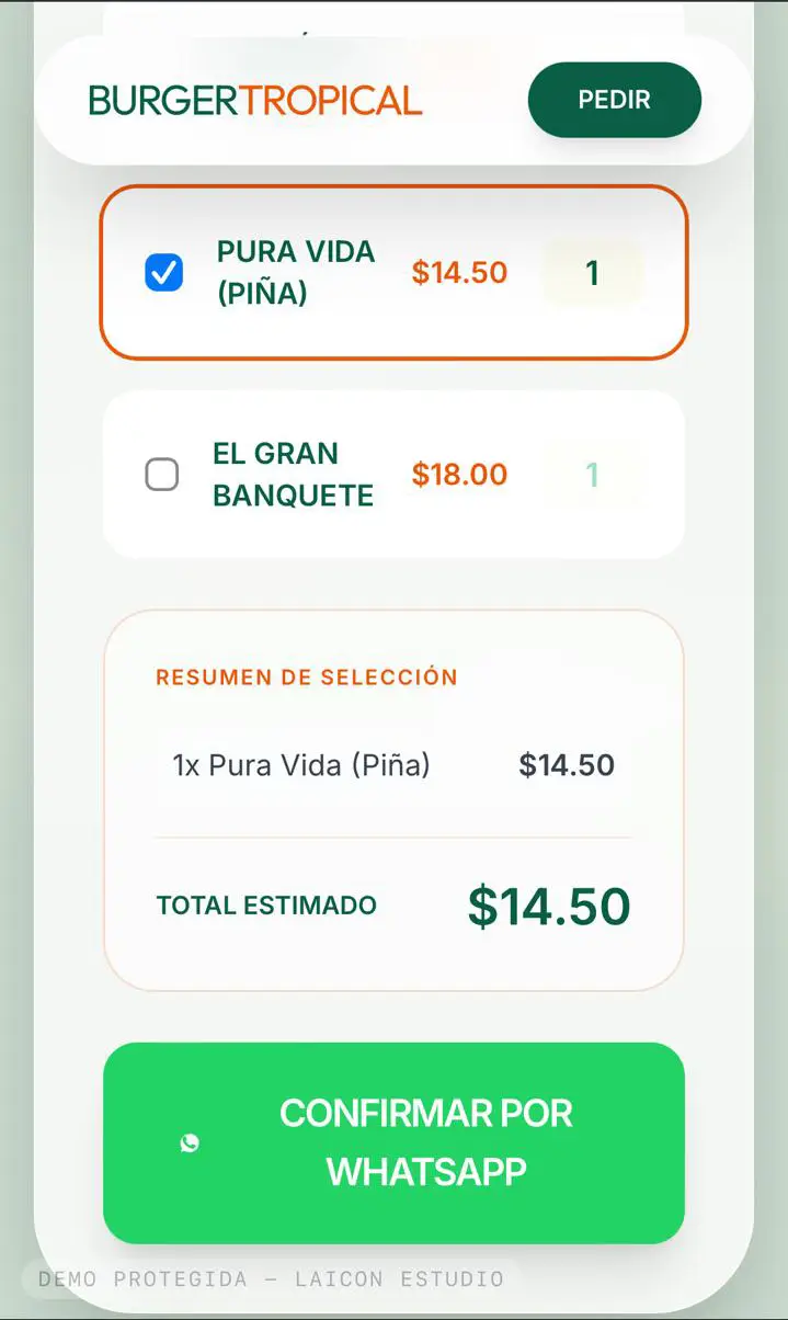 Vista previa de la Landing Page